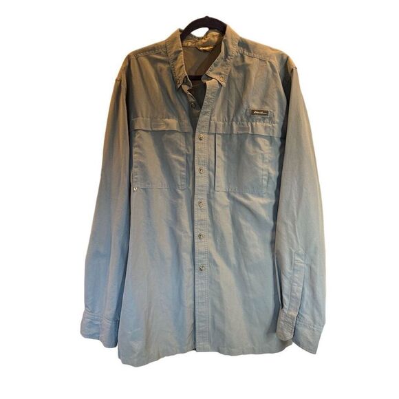 Eddie Bauer Men's Light Blue Long-Sleeve Button-Up Shirt Tall Large - Picture 1 of 11